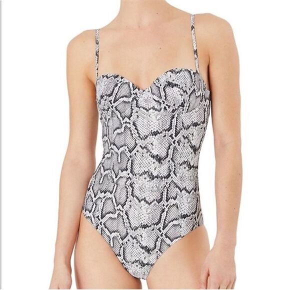 Onia Bell Python One-Piece Swimsuit Black White Sz XS NWT - Picture 1 of 9